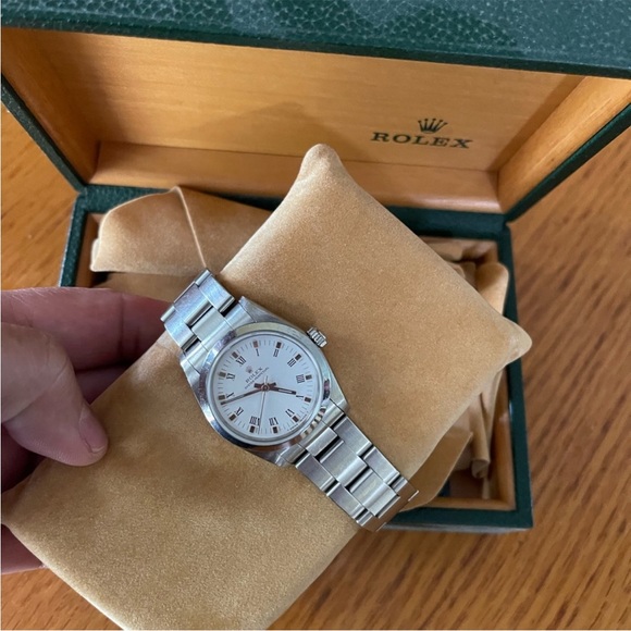 Rolex Accessories - Rolex Silver Timepiece with White Face